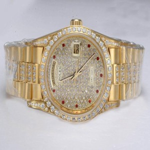 Rolex Day-Date 19018 Gold 18k Gold Strap Mens Stainless Steel with 18k Gold Bezel Watch