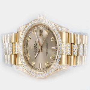 Rolex Day-Date 19018 Gold Dial 18K Gold Case Stainless Steel with 18K Gold and Diamond Bezel Watch