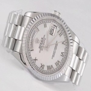 Rolex Day-Date 218239 Stainless Steel Bezel White Dial Watch
