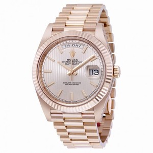 Rolex Day-Date 40 Sundust Stripe Dial 18K Everose Gold President Automatic Men's Watch 228235SNSP