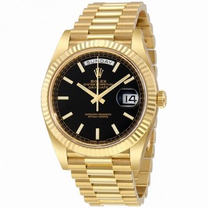 Rolex Day-Date 40 Black Diagonal Motif Dial 18K Yellow Gold President Automatic Men's Watch 228238BKDMSP