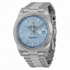Rolex Day-Date Ice Blue Diagonal Motif Dial Platinum President Automatic Men's Watch 228206IBLSP