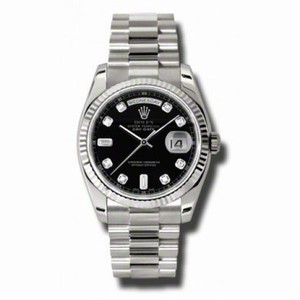 Rolex Day-Date Black Dial 18K White Gold President Automatic Men's Watch 118239BKDP