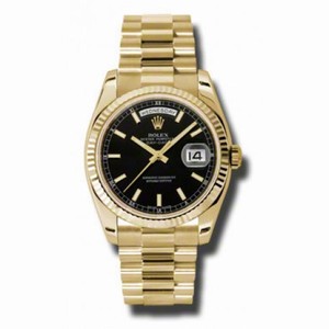 Rolex Day-Date Black Dial 18K Yellow Gold President Automatic Men's Watch 118238BKSP