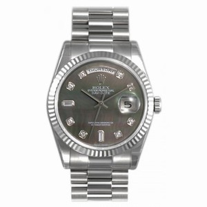 Rolex Day-Date Black Mother-Of-Pearl Dial 18K White Gold President Automatic Men's Watch 118239DMDP