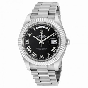 Rolex Day-Date II Black Dial 18K White Gold President Automatic Men's Watch 218239BKRP
