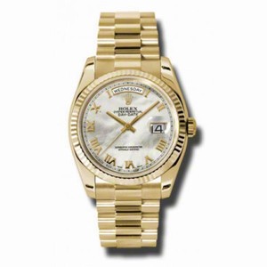 Rolex Day-Date White Mother-Of-Pearl Dial 18K Yellow Gold President Automatic Men's Watch 118238MRP