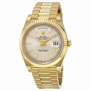 Rolex Day-Date 40 Silver Diagonal Motif Dial 18K Yellow Gold President Automatic Men's Watch 228238SSP