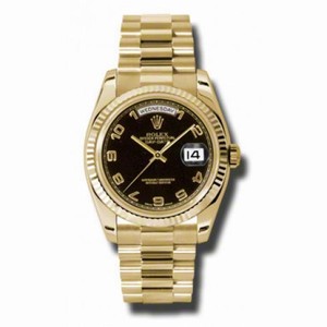 Rolex Day-Date Black Dial 18K Yellow Gold President Automatic Men's Watch 118238BKAP