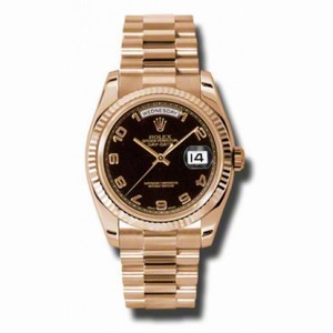 Rolex Day-Date Black Dial 18K Everose Gold President Automatic Ladies Watch 118235BKAP