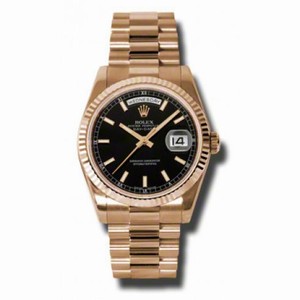 Rolex Day-Date Black Dial 18K Everose Gold President Automatic Ladies Watch 118235BKSP
