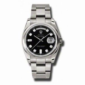 Rolex Day-Date Black Dial Automatic 18kt White Gold Oysterlock Men's Watch 118209BKDO