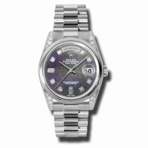 Rolex Day-Date Black Mother Of Pearl Dial Platinum President Automatic Men's Watch 118296BKMDP
