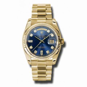 Rolex Day-Date Blue Dial 18K Yellow Gold President Automatic Men's Watch 118238BLDP