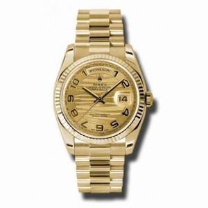 Rolex Day-Date Champagne Wave Dial 18K Yellow Gold President Automatic Men's Watch 118238CWVAP