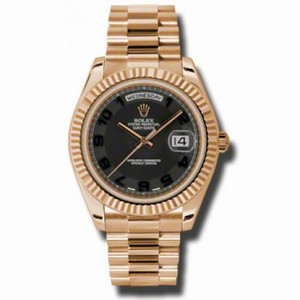 Rolex Day-Date II Black Concentric Dial 18K Everose Gold President Automatic Men's Watch 218235BKCAP