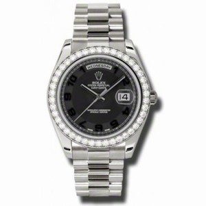 Rolex Day-Date II Black Concentric Dial 18K White Gold President Automatic Men's Watch 218349BKCAP