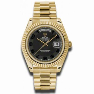 Rolex Day-Date II Black Concentric Dial 18K Yellow Gold President Automatic Men's Watch 218238BKCAP
