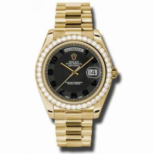 Rolex Day-Date II Black Concentric Dial 18K Yellow Gold President Automatic Men's Watch 218348BKCAP