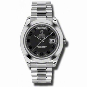 Rolex Day-Date II Black Concentric Dial Platinum President Automatic Men's Watch 218206BKCAP
