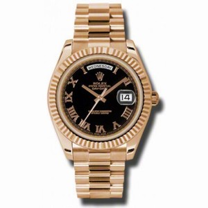 Rolex Day-Date II Black Dial 18K Everose Gold President Automatic Men's Watch 218235BKRP