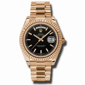 Rolex Day-Date II Black Dial 18K Everose Gold President Automatic Men's Watch 218235BKSP