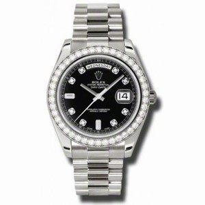 Rolex Day-Date II Black Dial 18K White Gold President Automatic Men's Watch 218349BKDP
