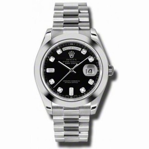 Rolex Day-Date II Black Dial Platinum President Automatic Men's Watch 218206BKDP