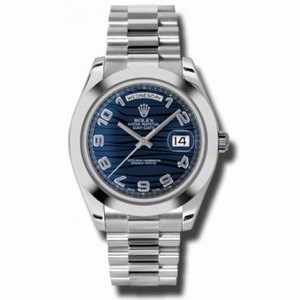 Rolex Day-Date II Blue Wave Dial Platinum President Automatic Men's Watch 218206BLWAP