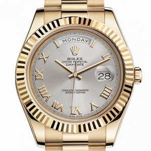 Rolex Day-Date II Silver Dial 18K Yellow Gold President Automatic Men's Watch 218238SRP