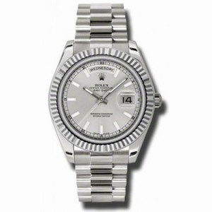 Rolex Day-Date II Silver Dial 18K White Gold President Automatic Men's Watch 218239SSP