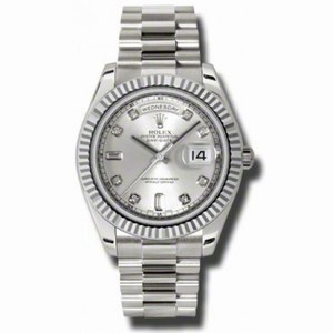 Rolex Day-Date II Silver Dial 18K White Gold President Automatic Men's Watch 218239SDP