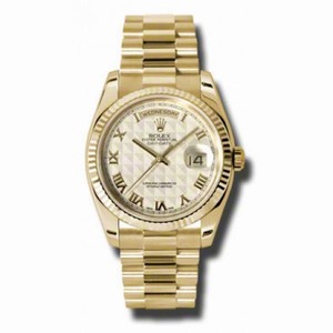 Rolex Day-Date Ivory Pyramid Dial 18K Yellow Gold President Automatic Men's Watch 118238IPRP