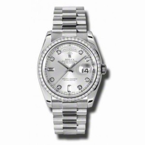 Rolex Day-Date Silver Dial Platinum President Automatic Ladies Watch 118346SDP