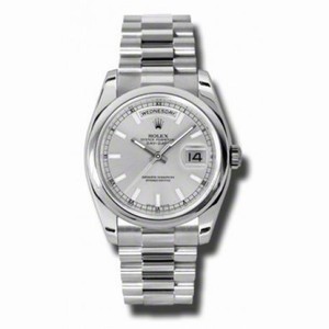 Rolex Day-Date Silver Dial Platinum President Automatic Men's Watch 118206SSP