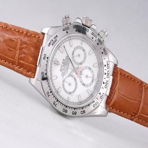 Rolex Daytona 16520 Mens Brown Crocodile Leather Strap Round Watch
