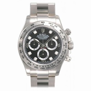Rolex Daytona Black Diamond Oyster Bracelet 18k White Gold Men's Watch 116509BKDO