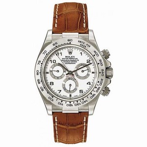 Rolex Daytona White Arabic Dial18k White Gold Brown Leather Men's Watch 116519WAL