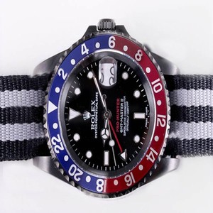 Rolex GMT II 16710 Black Dial PVD Bezel Black Nylon Strap Black Dial Watch