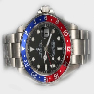 Rolex GMT II 16710 Mens Stainless Steel Bezel Silver Stainless Steel Strap Watch