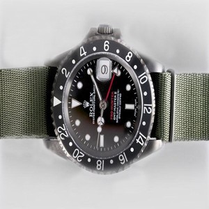 Rolex GMT II 16710 PVD Bezel Green Nylon Strap Black Dial Watch