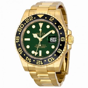 Rolex GMT Master II Green Dial Oyster Bracelet 18k Yellow Gold Men's Watch 116718GSO