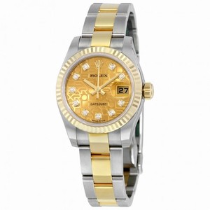 Rolex Datejust Champagne  Dial Automatic Stainless Steel and 18kt Yellow Gold Ladies Watch 179173CJDO