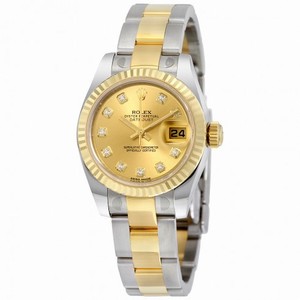 Rolex Datejust Champagne  Dial Automatic Stainless Steel and 18kt Yellow Gold Ladies Watch 179173CDO
