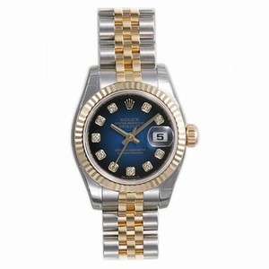 Rolex Datejust Black and Blue Diamond Dial Jubilee Bracelet Two Tone Ladies Watch 179173BKBLDJ