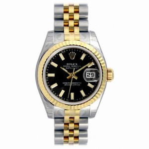 Rolex Datejust Black Index Dial Jubilee Bracelet Two Tone Ladies Watch 179173BKSJ