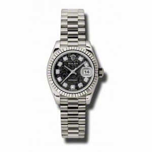 Rolex Lady-Datejust 26 Black Jubilee Dial 18K White Gold President Automatic Ladies Watch 179179BKJDP