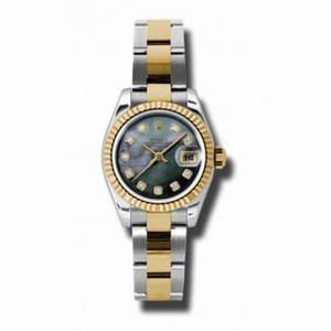 Rolex Datejust Black Mother of Pearl Dial Automatic Stainless Steel and 18kt Yellow Gold Ladies Watch 179173BKMDO