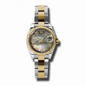 Rolex Datejust Black Mother of Pearl Dial Automatic Stainless Steel and 18kt Yellow Gold Ladies Watch 179173BKMRO