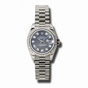 Rolex Lady-Datejust 26 Black Mother Of Pearl Dial 18K White Gold President Automatic Ladies Watch 179179BKMDP